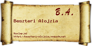 Beszteri Alojzia névjegykártya